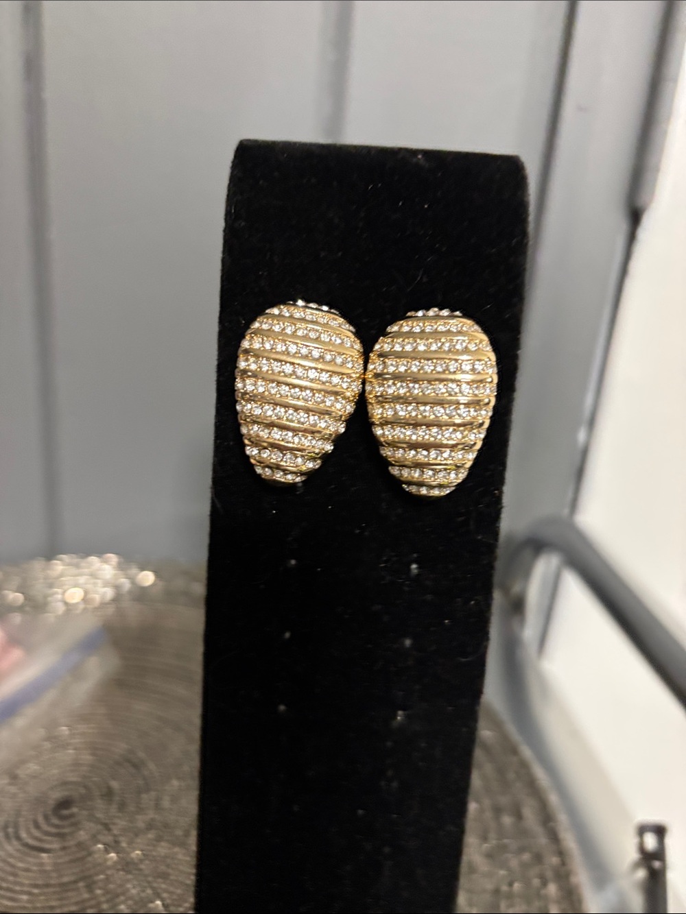 Gold Pave Teardrop Cluster Stud Earrings - Women Jewelry